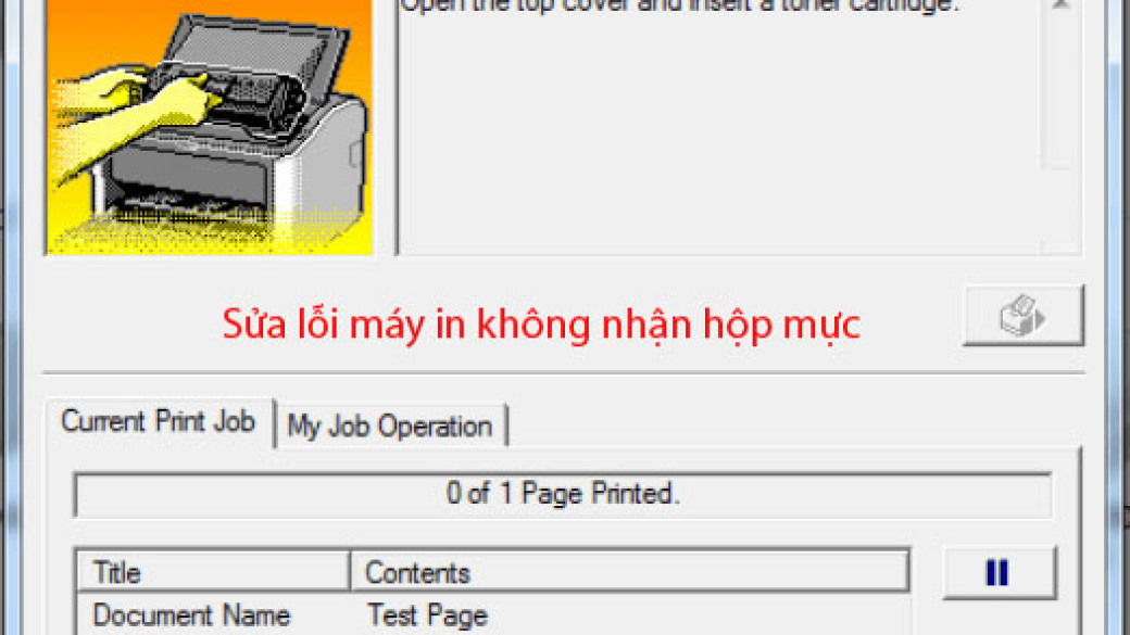 Lỗi máy in không nhận hộp mực