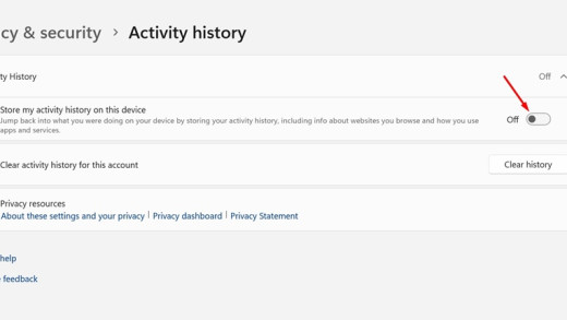 Cách tắt lịch sử dùng trên Windows 11